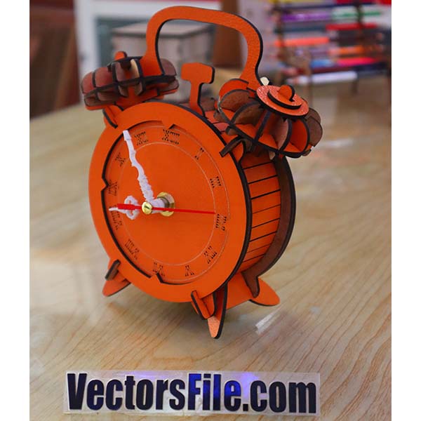 Laser Cut Wooden Twin Bell Antique Table Clock Model Vector File
