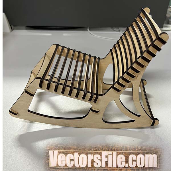 Laser Cut Wooden Puzzle Rocking Chair Template CNC Furniture Design Vector File