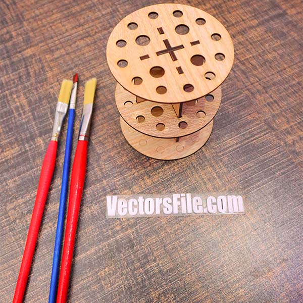Laser Cut Wooden Brush Stand Paint Brush Holder Organizer Brush Hanger ideas Vector File