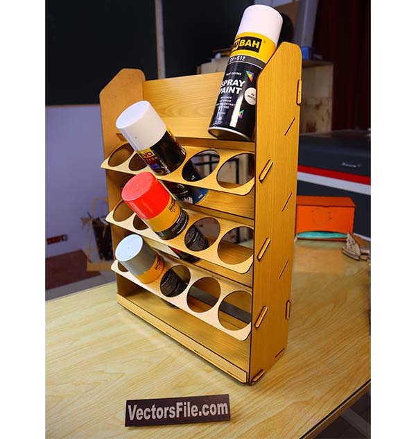 Laser Cut Spray Can Rack Wooden Spray Paint Holder Spray Bottle Organizer Vector File