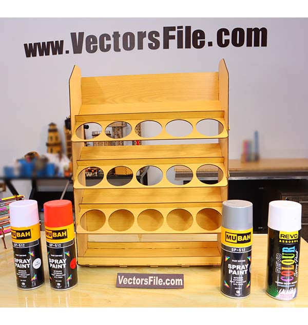 Laser Cut Spray Can Rack Wooden Spray Paint Holder Spray Bottle Organizer Vector File
