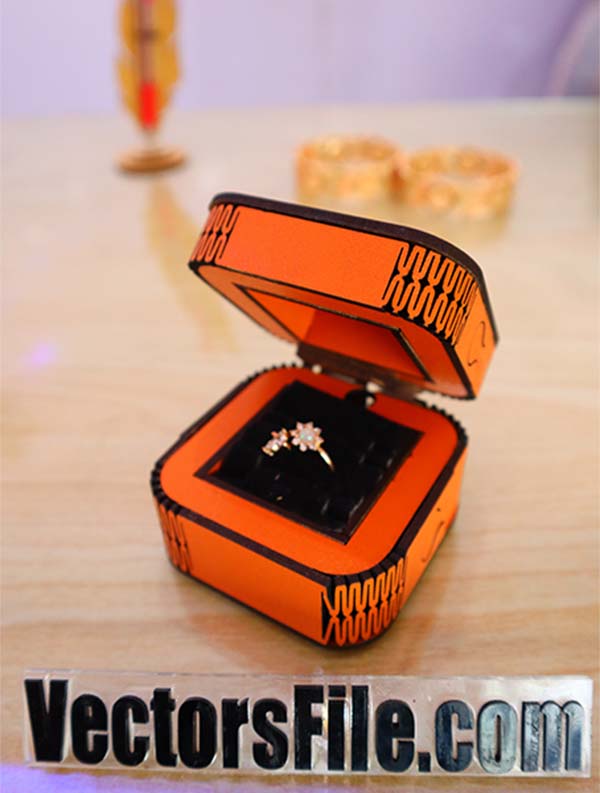 Laser Cut Wooden Engagement Ring Box Wedding Ring Box Vector File