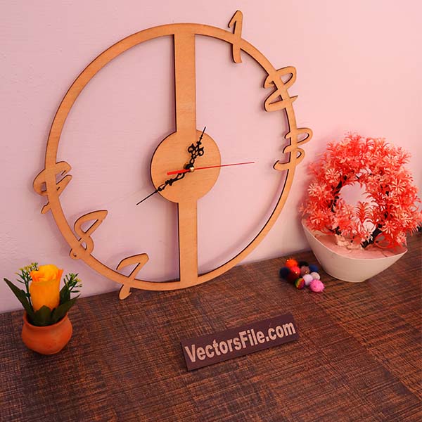 Laser Cut Wooden Round Wall Clock Room Modern Wall Clock Vector File