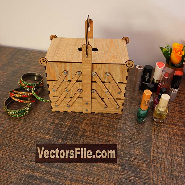 Laser Cut Wooden 3 Tier Jewelry Box Jewellery Organizer Makeup Box Vector File