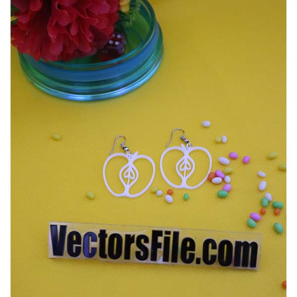 Laser Cut Apple Shape Acrylic Earring Design CDR and DXF File