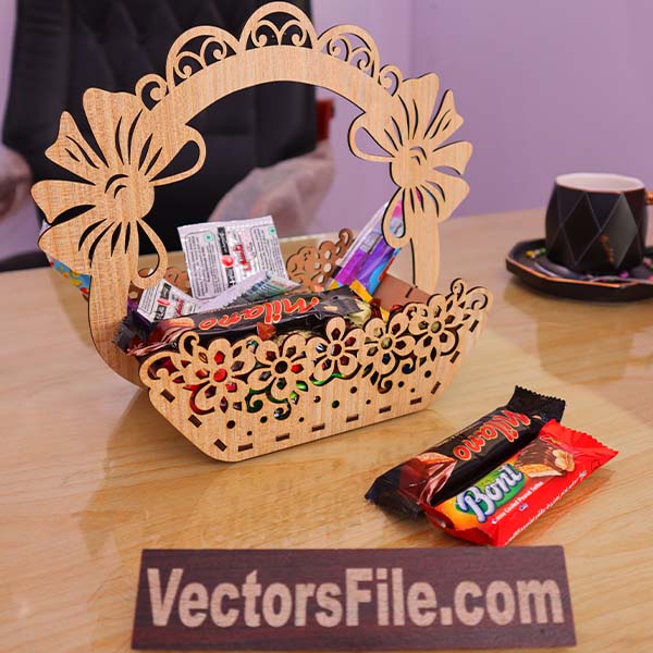 Laser Cut Decorative Candy Basket Chocolate Gift Easter Basket Free Vector File