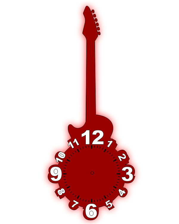 Laser Cut Wooden Rock Wall Clock Guitar Shape Clock Vector File