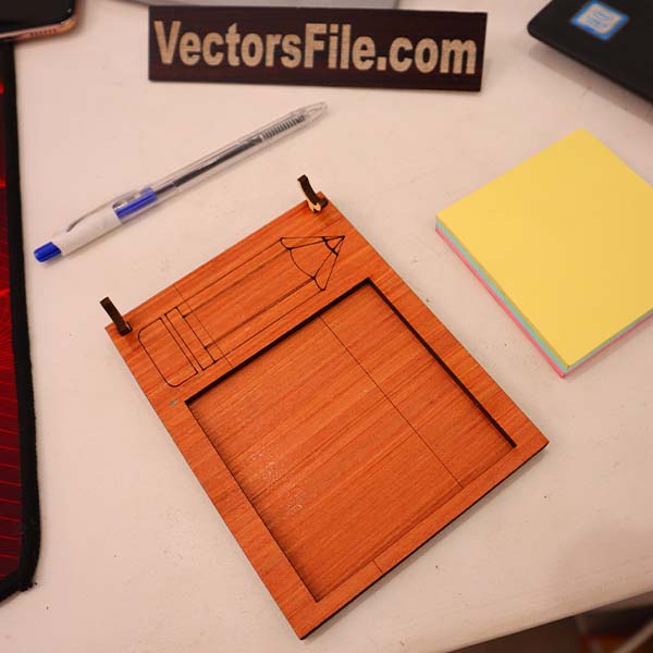 Laser Cut Plywood Notepad Organizer and Pen Holder Stand for Office Desk CDR and DXF File