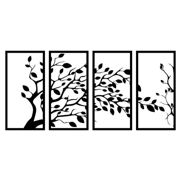Laser Cut 4 Tree Branches Panels Wall Art Graphics Design Vector File