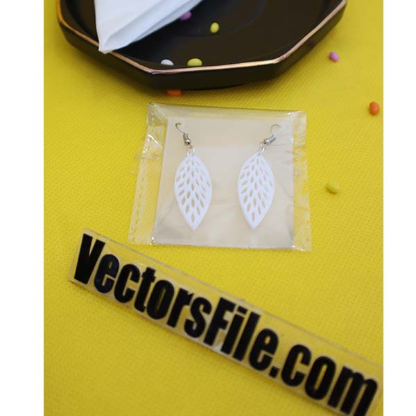 Laser Cut White Acrylic Earring Template Ladies Jewelry Pattern Design Vector File