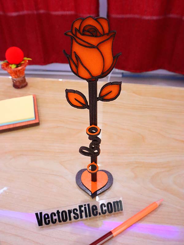 Laser Cut Flower Shape Pencil Stand Pen Holder Wooden Flower Pen Holder Stand Vector File