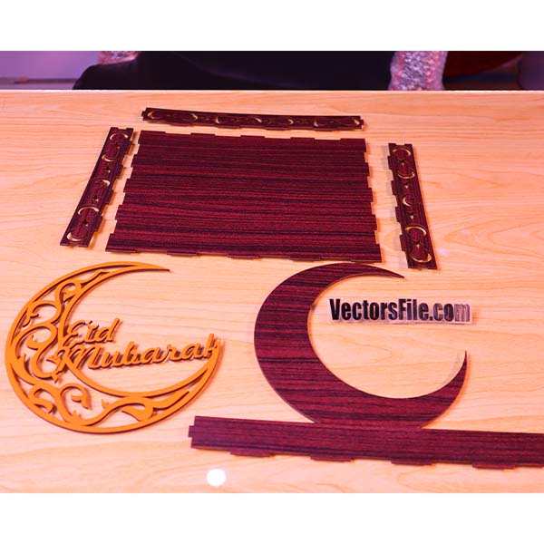 Laser Cut Wooden Eid Mubarak Gift Tray CDR and DXF Vector File