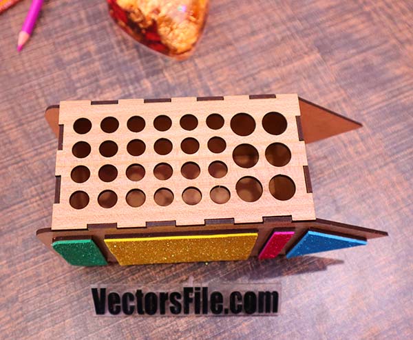 Laser Cut MDF Pencil Holder Pen Organizer Box Idea Vector File