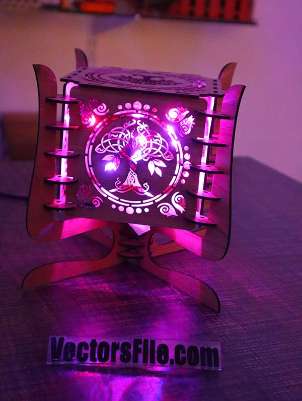 Laser Cut Wooden Table Lamp Night Light Room Decorative Lamp CDR and DXF File