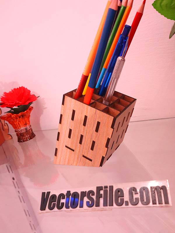 Laser Cut MDF Pen Holder Pencil Organizer CDR and DXF File