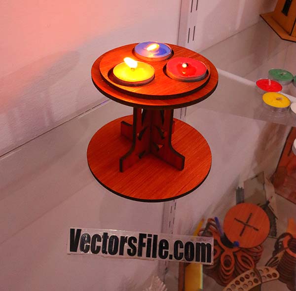 Laser Cut Wooden Candle Holder Stand Plywood 4mm CDR and DXF File