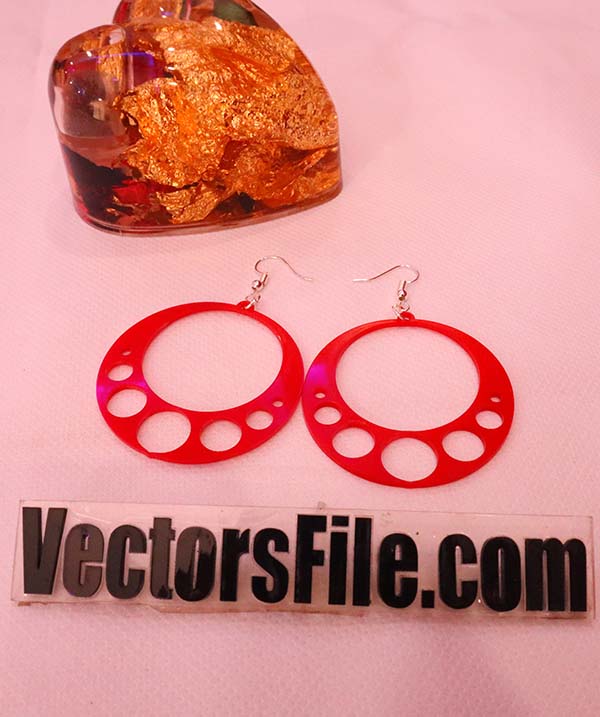 Laser Cut Round Shape Acrylic Earring Design CDR and DXF File