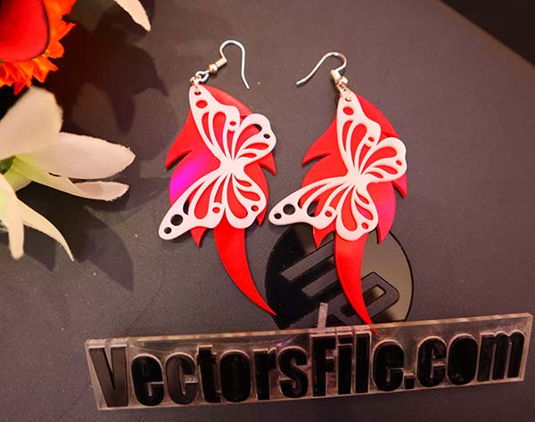 Laser Cut Butterfly Jewelry Earring Design 2 Layer Earrings Template Vector File
