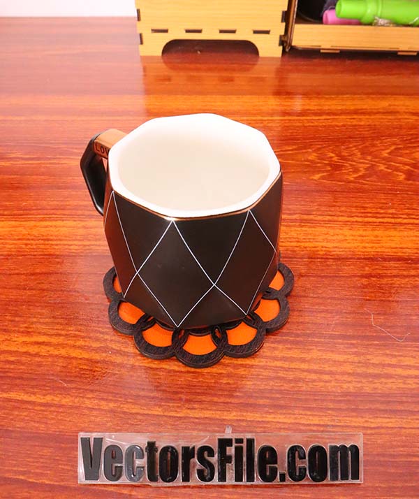Laser Cut Mandala Pattern Tea Coaster Tea Cup Wooden Coaster CDR and DXF File