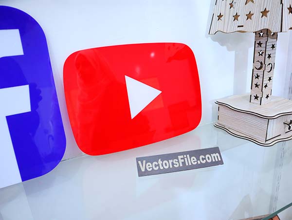 Laser Cut Acrylic YouTube Logo Design Social Media Logo Art Template Vector File