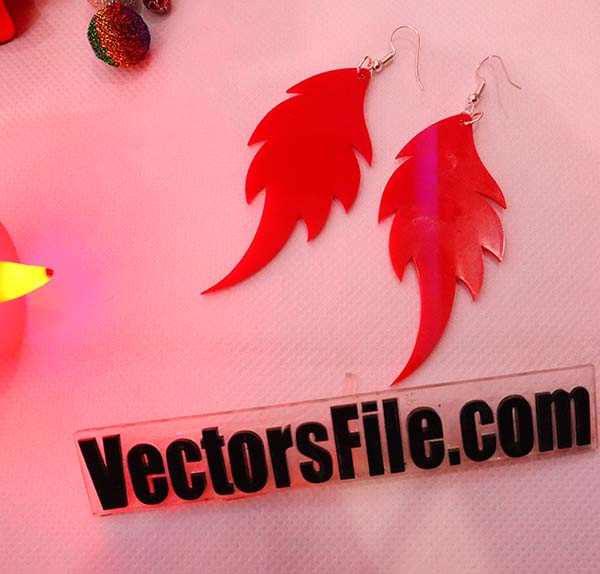 Laser Cut Red Acrylic Leaf Earring Design CDR and DXF File