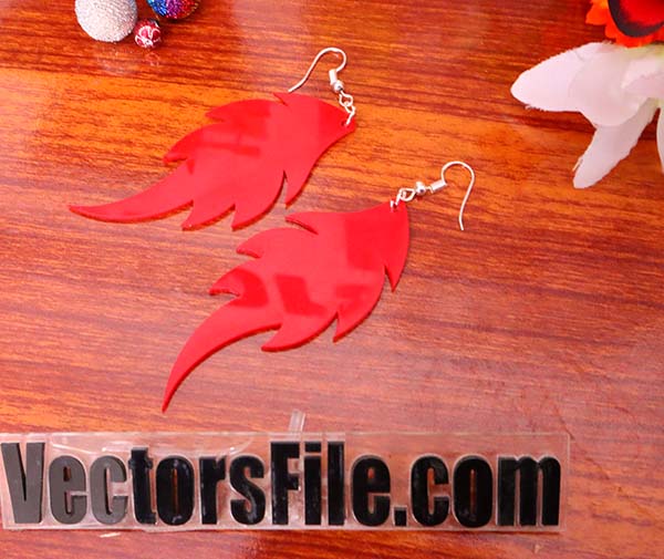 Laser Cut Red Acrylic Leaf Earring Design CDR and DXF File