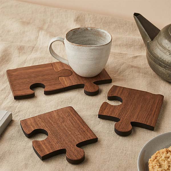 Laser Cut Wooden Puzzle Tea Coaster Set SVG and DXF Vector File