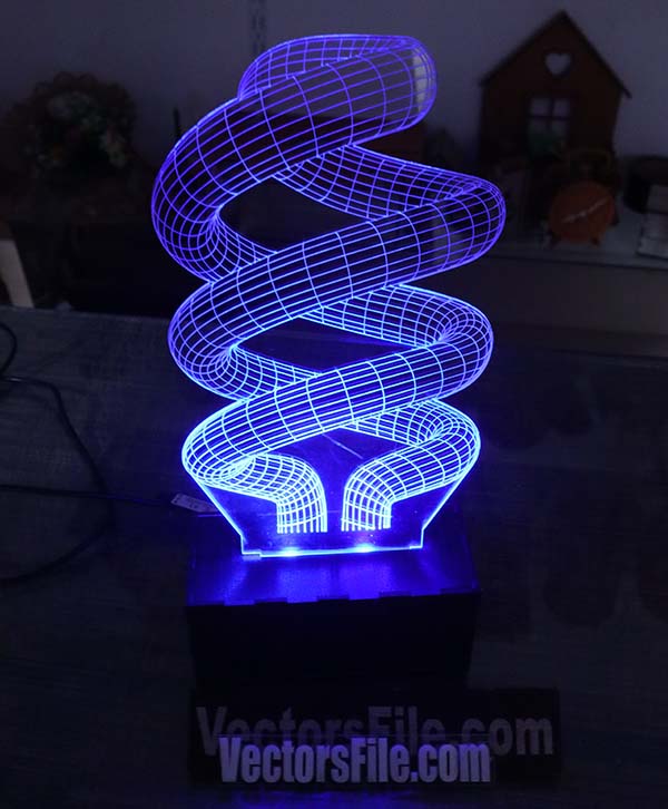 Laser Cut Acrylic Optical 3D illusion LED Lamp Night Light Acrylic Lamp Vector File