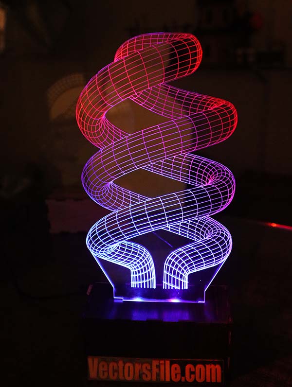 Laser Cut Acrylic Optical 3D illusion LED Lamp Night Light Acrylic Lamp Vector File