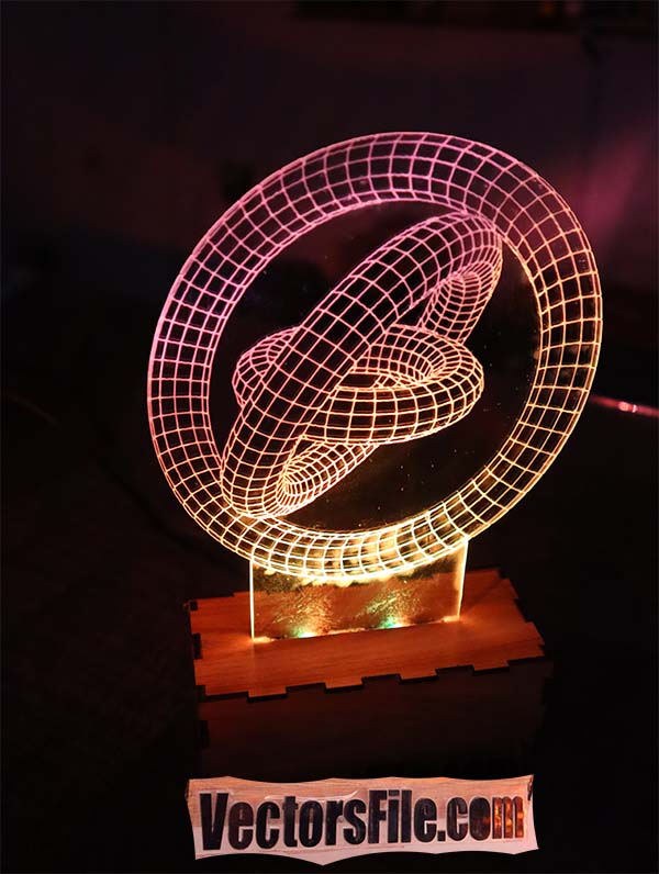 Laser Engraved 3D Illusion LED Lamp Optical 3D Lamp CDR and DXF File