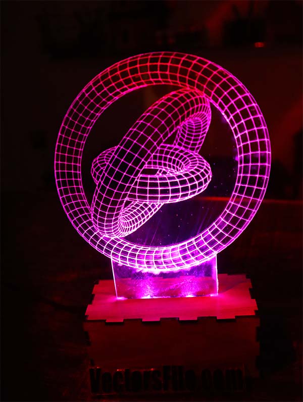 Laser Engraved 3D Illusion LED Lamp Optical 3D Lamp CDR and DXF File