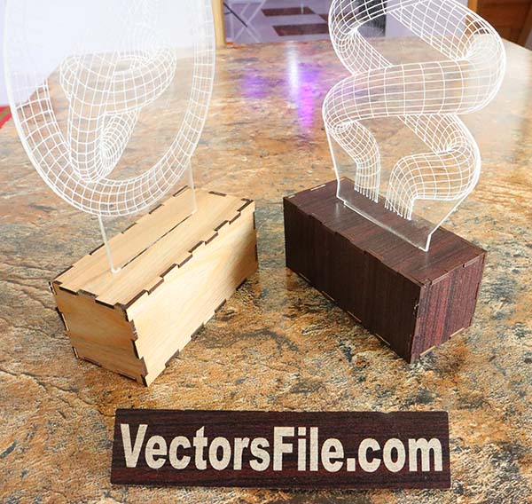MDF Acrylic 3D Illusion Lamp Base Night Light 3D Lamp Box Laser Cut CDR and DXF File