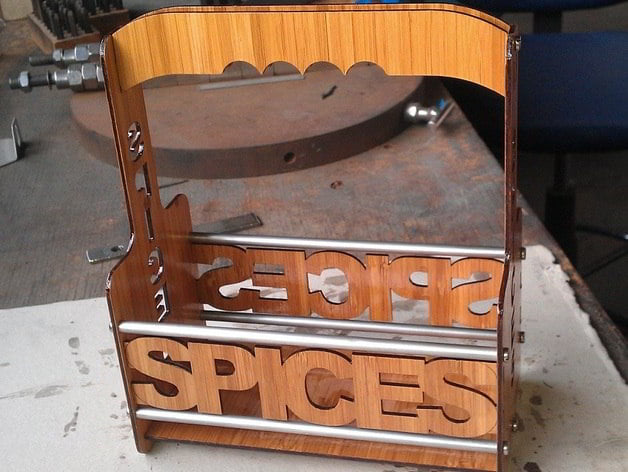 Wooden Spice Caddy with Handle Free DXF and CDR Vector File for Laser Cutting