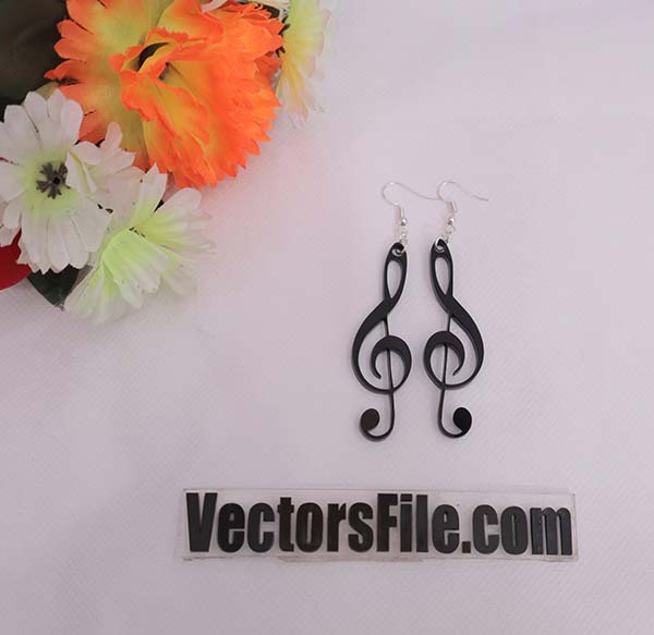 Laser Cut Acrylic Music Icon Earring Design CDR and DXF File