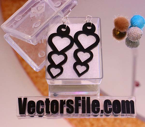 Laser Cut Acrylic Heart Earring Design Women Jewelry Template DXF and CDR File