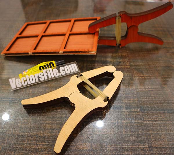 Laser Cut DIY Wooden Clamp for Woodworking Project CDR and DXF File