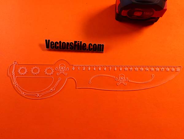 Laser Cut Acrylic Measure Scale Knife Shape Ruler Scale CDR and DXF File