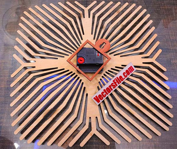 Laser Cut Wooden Wall Clock Geometric Pattern Clock Design CDR and DXF File