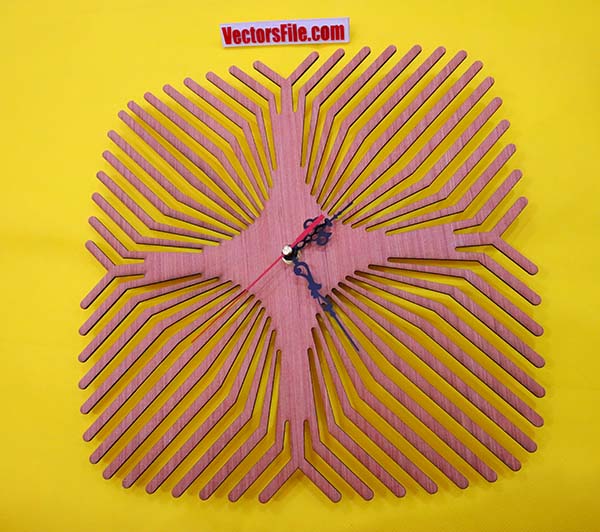 Laser Cut Wooden Wall Clock Geometric Pattern Clock Design CDR and DXF File