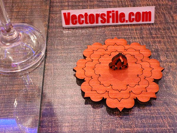 Laser Cut Wooden Water Glass Lid Cover Plywood 4mm CDR and DXF File