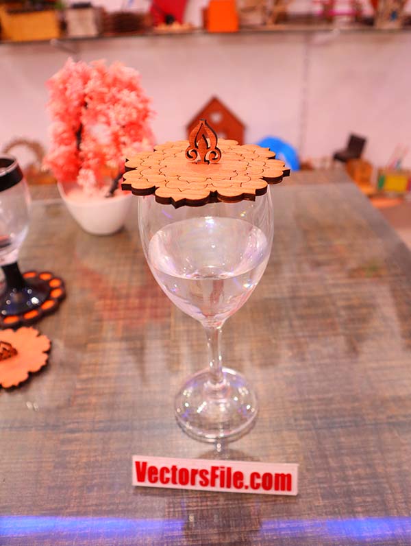 Laser Cut Wooden Water Glass Lid Cover Plywood 4mm CDR and DXF File