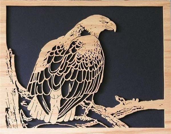 Laser Cut Wooden Puzzle Multilayer Eagle Drawing Wall Art Decor Vector File