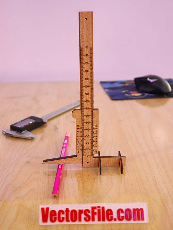 Laser Cut Portable Height Measuring Ruler Wooden Height Gauge Scale CDR and DXF File
