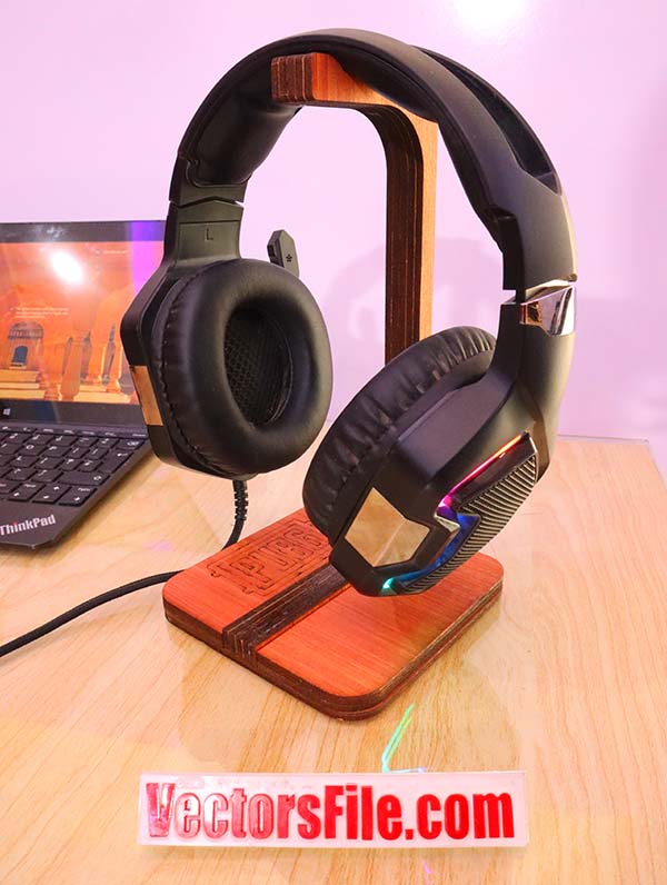 Laser Cut Wooden Headphone Stand for Gamers PUBG Headphone Holder Stand Vector File