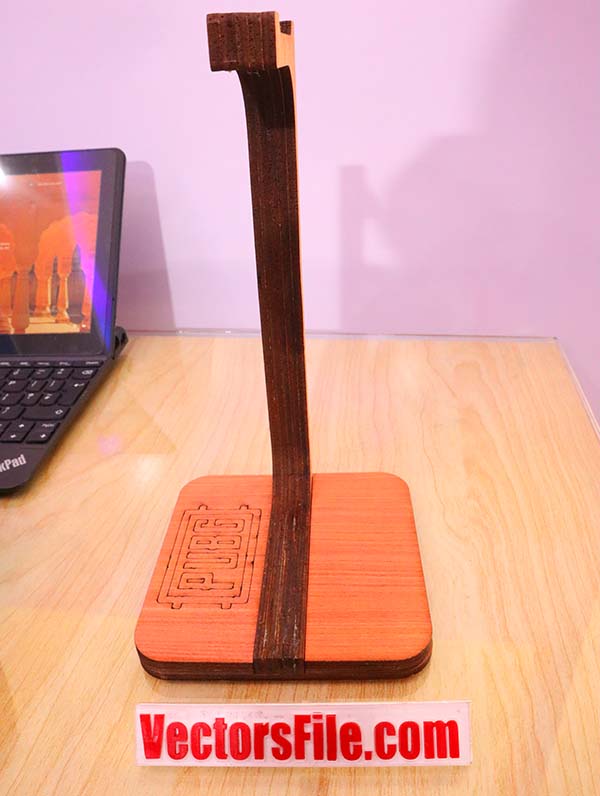 Laser Cut Wooden Headphone Stand for Gamers PUBG Headphone Holder Stand Vector File