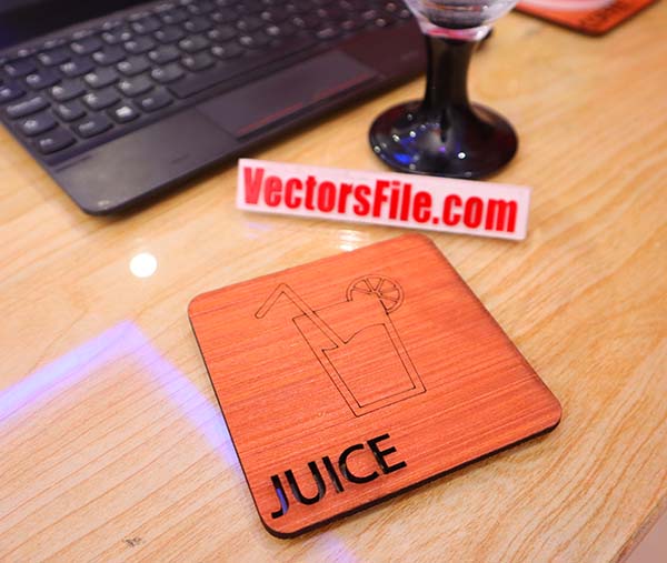 Laser Cut Wooden Juice Coaster CDR and DXF File