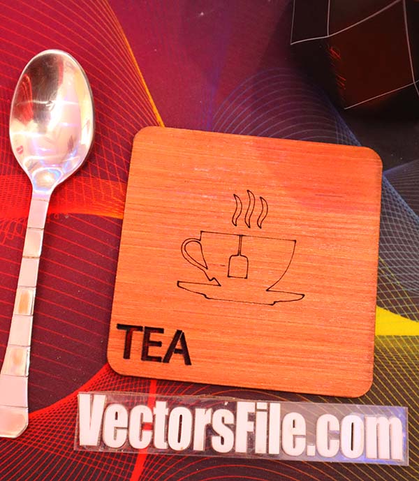 Laser Cut Wooden Tea Coaster Plywood Coaster Template CDR and DXF File