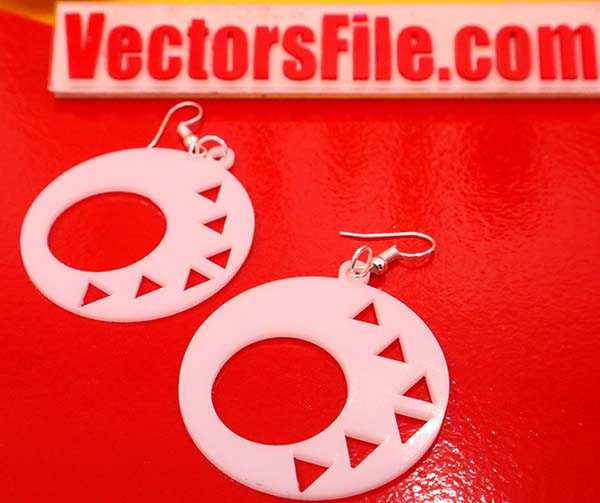 Laser Cut Acrylic Round Shape Earring Design Vector File