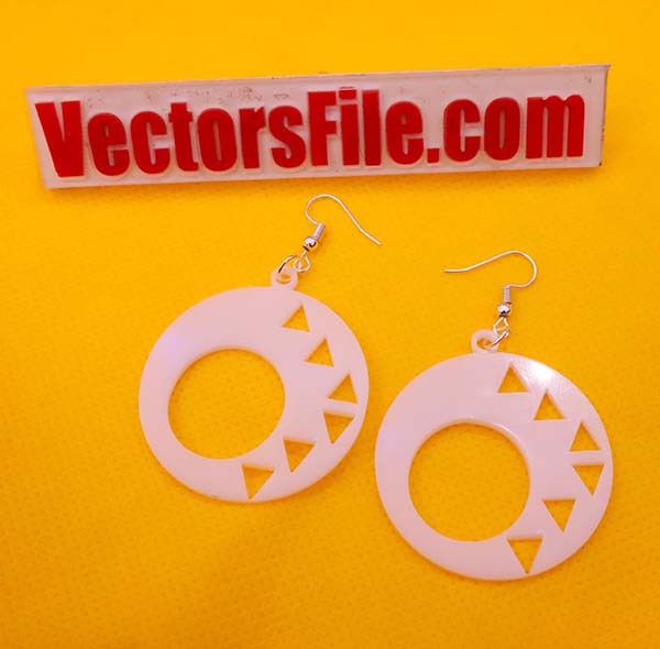 Laser Cut Acrylic Round Shape Earring Design Vector File