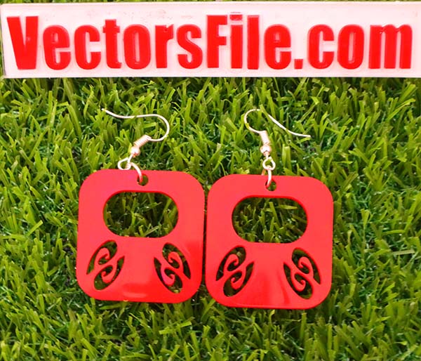Laser Cut Acrylic Square Earring Acrylic Jewelry Pattern Design CDR and DXF File